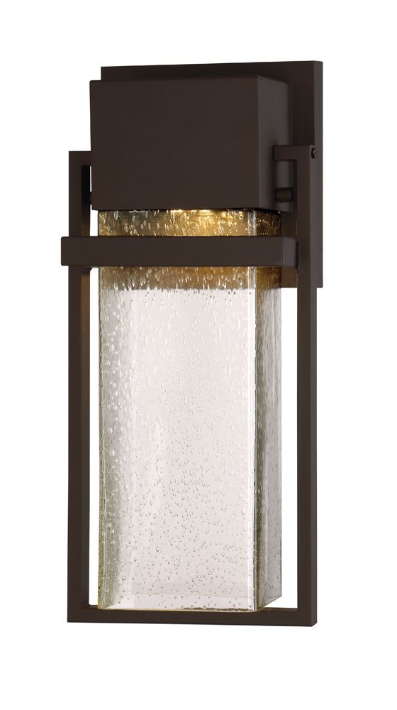 Designers Fountain-LED34521-RT-Fairbanks - 15 Inch 10.6W 1 Led Outdoor Wall Lantern   Rustique Finish with Clear Seedy Glass