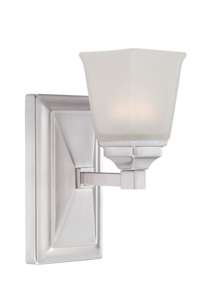 Designers Fountain-LED67801-SP-Trenton - 9 Inch 14W Led Wall Sconce   Satin Platinum Finish with Frosted Glass