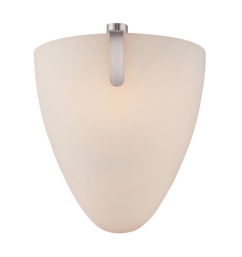 Designers Fountain-LED85801-SP-Archer - 10 Inch 12.5W Led Wall Sconce   Satin Platinum Finish with White Glass