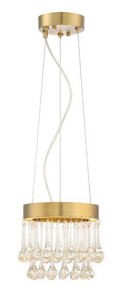 Designers Fountain-LED88130-LXG-Lucienne - 9.5 Inch 11.3W 1 Led Mini Pendant   Luxor Gold Finish with Topaz Drops Glass