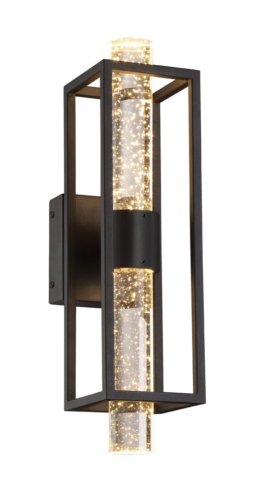 Designers Fountain-LED89802-BK-Aloft - 17 Inch 21.3W 1 Led Wall Sconce   Black Finish with Clear Glass with Seedy Crystal