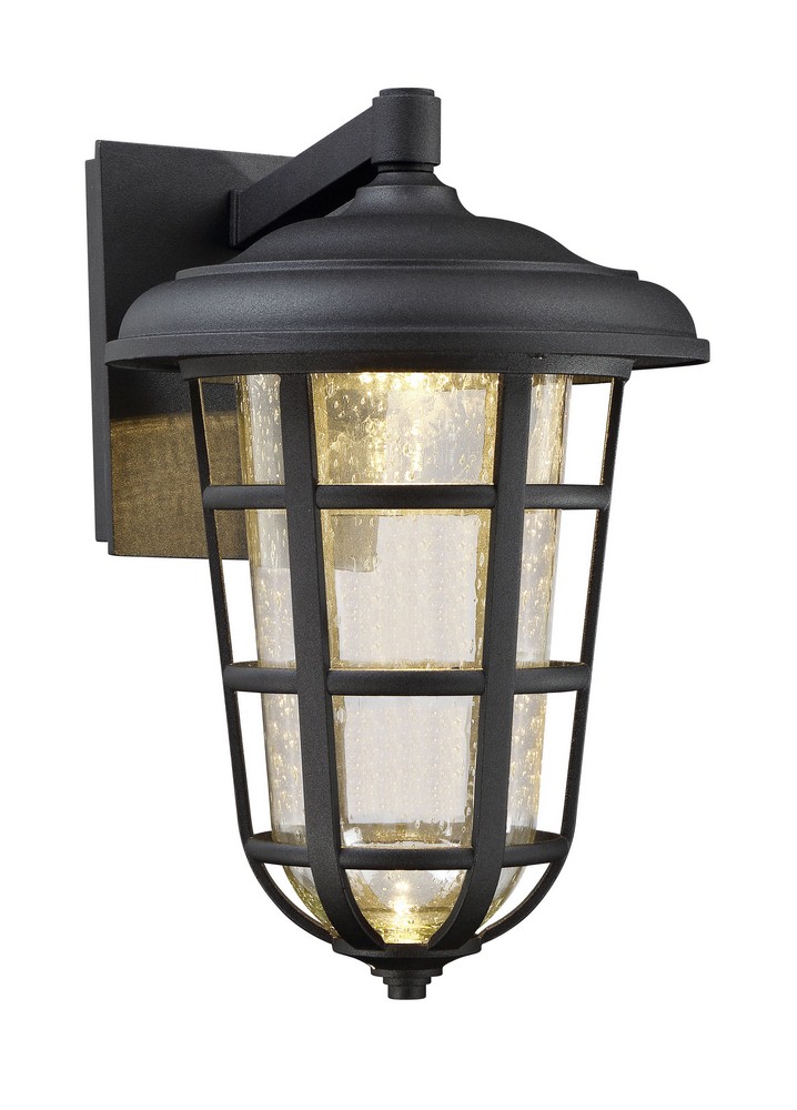 Designers Fountain-LED33911-BK-Triton - 13.5 Inch 10.5W 1 Led Outdoor Wall Lantern   Black Finish with Clear Seedy Glass