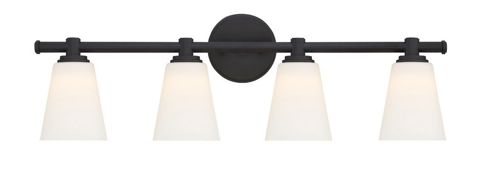 Designers Fountain-LED6894-ORB-Parker - 82.4W 4 LED Bath Vanity Oil Rubbed Bronze  Satin Platinum Finish with Opal Glass