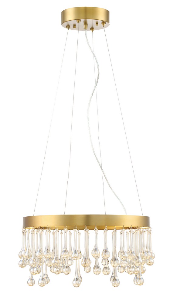 Designers Fountain-LED88132-LXG-Lucienne - 72 Inch 40W 1 Led Pendant   Luxor Gold Finish with Topaz Crystal