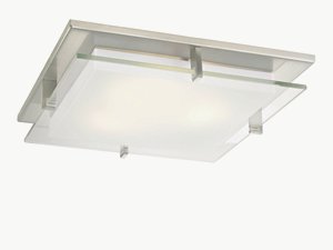 Dolan Lighting-10471-09-Plaza - 11 Inch Square Decorative Recessed Ceiling Trim   Satin Nickel Finish with Frosted Glass