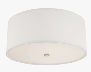 Dolan Lighting-10662-09-Fabbricato - 14.5 Inch Drum Ceiling Trim   Satin Nickel Finish with White Linen Fabric Shade