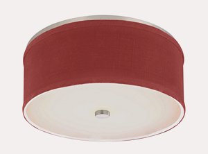 Dolan Lighting-10664-09-Fabbricato - 14.5 Inch Drum Ceiling Trim Satin Nickel Crimson Satin Nickel Finish with Crimson Linen Fabric Shade