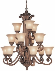 Dolan Lighting-2403-54-Carlyle - Fifteen Light Three Tier Chandelier   Canyon Clay