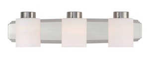 Dolan Lighting-3503-09-Westport - Three Light Bath Bar   Satin Nickel Finish with Satin White Glass