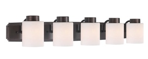 Dolan Lighting-3505-62-Westport - Five Light Bath Bar   Heirloom Bronze Finish with Satin White Glass