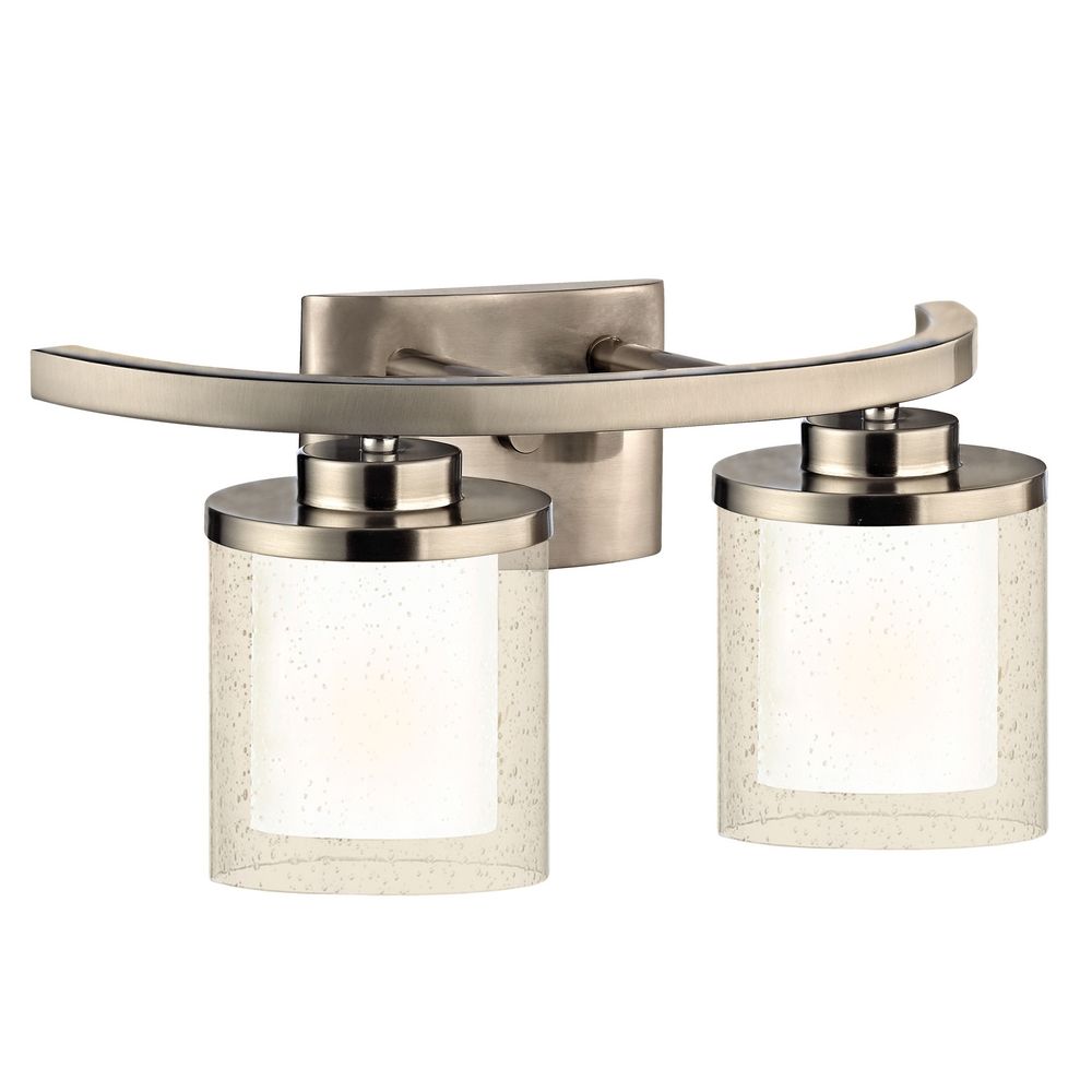 Dolan Lighting-3952-09-Horizon - Two Light Bath Vanity   Satin Nickel Finish with Clear Seedy/Satin White Glass