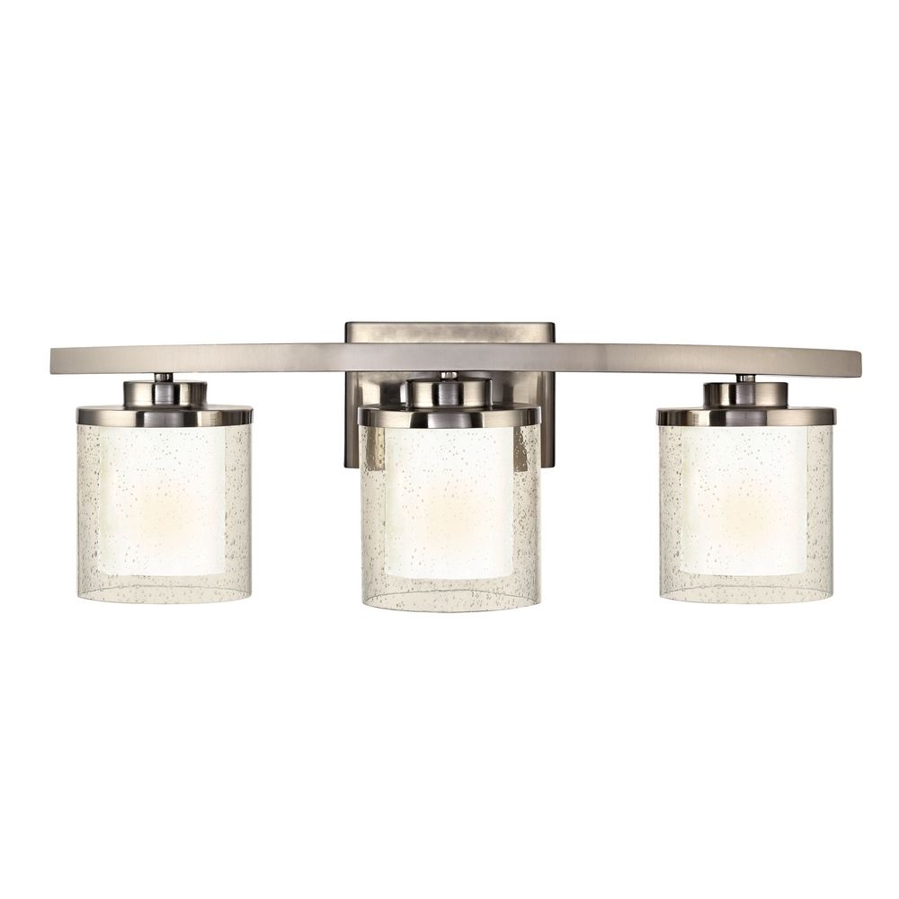 Dolan Lighting-3953-09-Horizon - Three Light Bath Vanity   Satin Nickel Finish with Clear Seedy/Satin White Glass