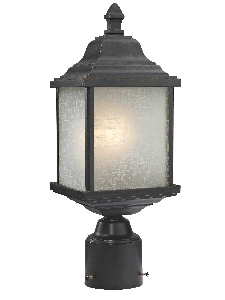 Dolan Lighting-932-68-Charleston - One Light Outdoor Post Lantern   Winchester Finish with White Linen Glass