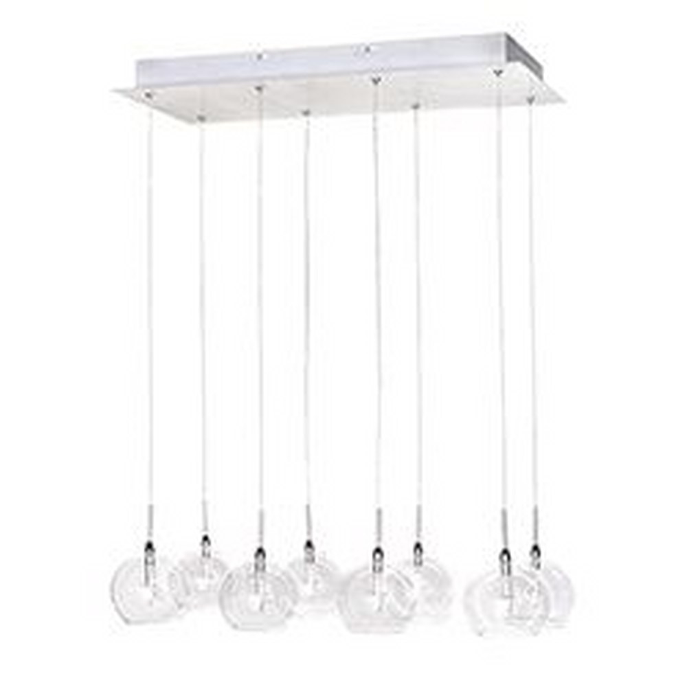 ET2 Lighting-E20107-24-Starburst - 8 Light Pendant   Polished Chrome Finish with Clear Glass