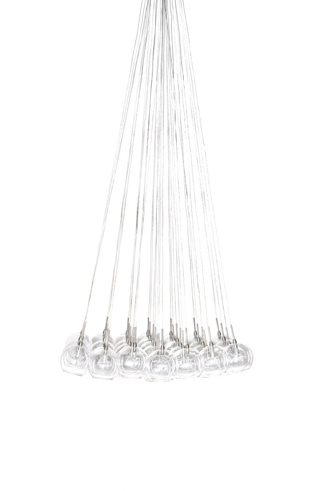 ET2 Lighting-E20112-24-Starburst-37 Light Pendant in European style-33 Inches wide by 52.5 inches high   Satin Nickel Finish with Clear Glass