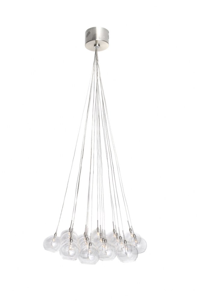 ET2 Lighting-E20113-24-Starburst - 19 Light Pendant   Satin Nickel Finish with Clear Glass