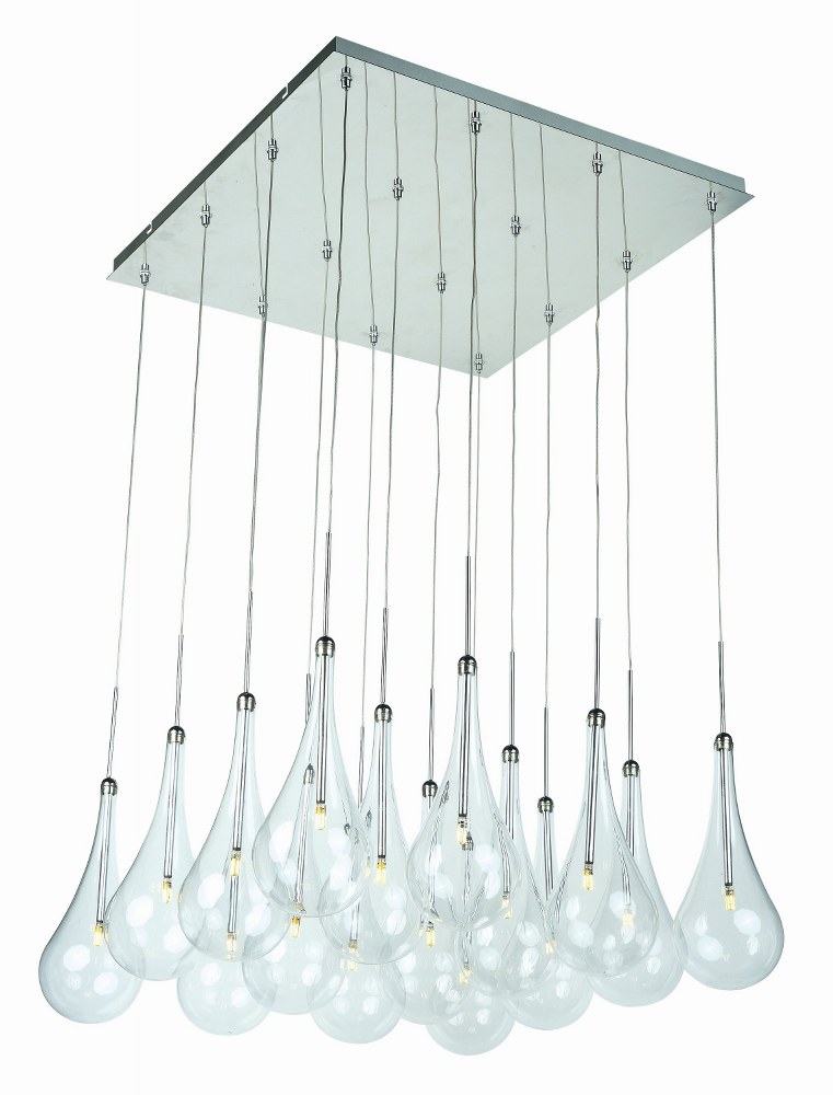 ET2 Lighting-E20517-18PC-Larmes-24W 16 LED Pendant in Modern style-23 Inches wide by 16.5 inches high   Polished Chrome Finish with Clear Glass