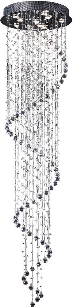 ET2 Lighting-E20797-20-Cascada-9 Light Flush Mount in Contemporary style-23.5 Inches wide by 97 inches high   Polished Chrome Finish with Crystal Glass