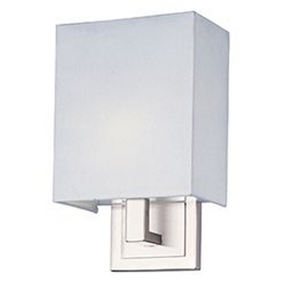 ET2 Lighting-E21080-01SN-Edinburgh - 14 Inch 12W 2 LED Wall Sconce   Satin Nickel Finish with White Linen Fabric Shade