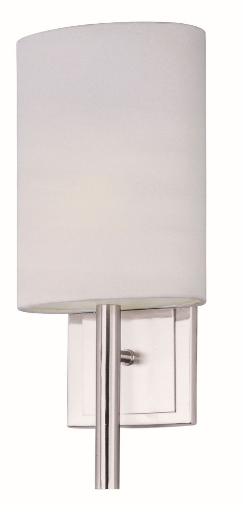 ET2 Lighting-E21082-01SN-Edinburgh-12W 2 LED Wall Sconce in Contemporary style-7 Inches wide by 15.75 inches high   Satin Nickel Finish with White Linen Fabric Shade