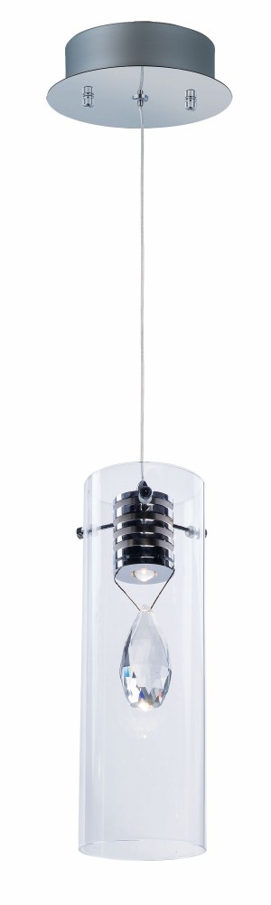 ET2 Lighting-E21111-18PC-Solitaire - 11.75 Inch 3W 1 LED Pendant   Polished Chrome Finish with Clear Glass