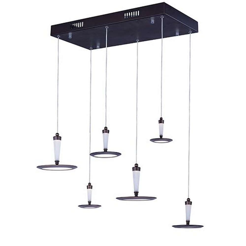 ET2 Lighting-E21166-01BZ-Hilite-69.6W 6 LED Pendant-12.5 Inches wide by 8.5 inches high   Bronze Finish with White Glass