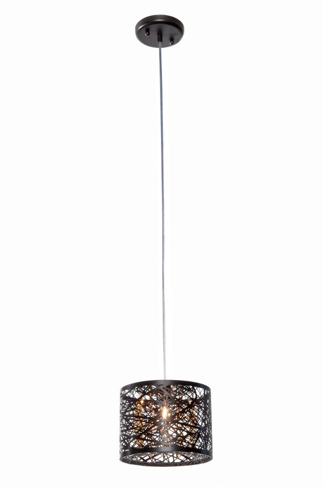 ET2 Lighting-E21306-10BZ/BUL-Inca-1 Light Pendant in Contemporary style-7.75 Inches wide by 8 inches high Bronze LED Polished Chrome Finish with Clear/White Glass