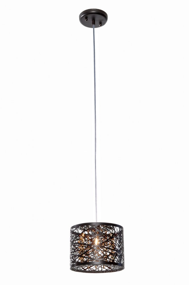 ET2 Lighting-E21306-10BZ-Inca-1 Light Pendant in Contemporary style-7.75 Inches wide by 8 inches high   Bronze Finish with Cognac Glass