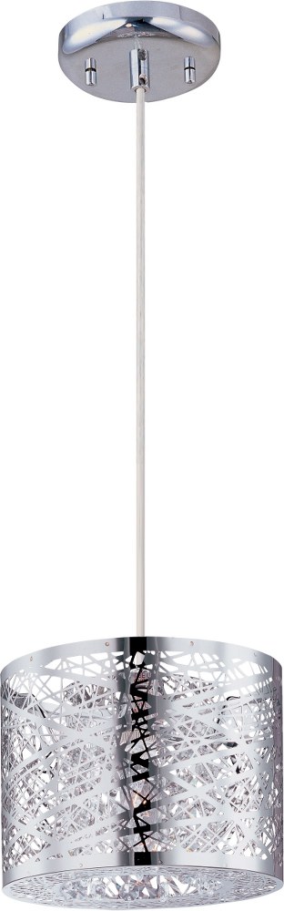 ET2 Lighting-E21306-10PC/BUL-Inca-1 Light Pendant in Contemporary style-7.75 Inches wide by 8 inches high Polished Chrome LED Polished Chrome Finish with Clear/White Glass