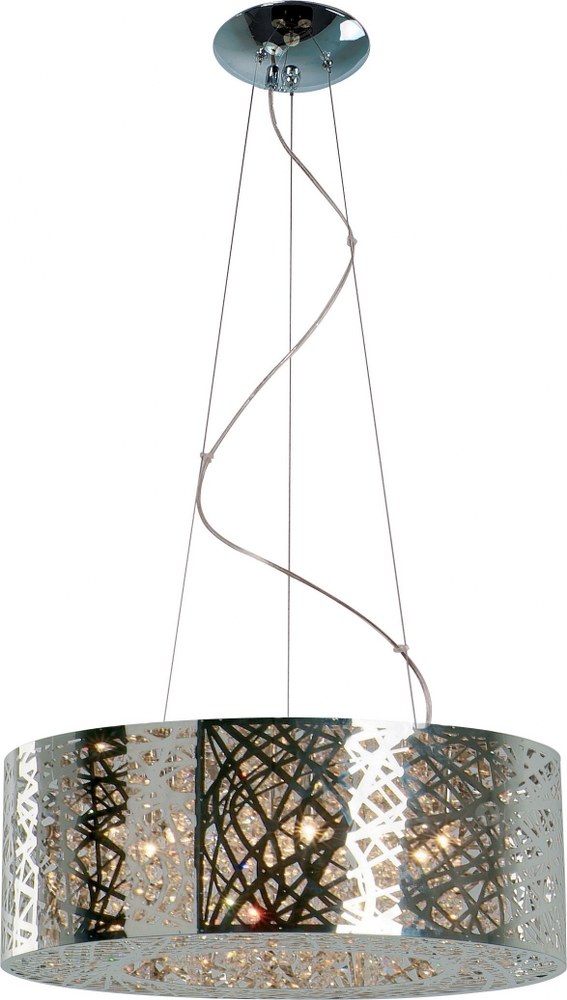 ET2 Lighting-E21308-10PC/BUL-Inca-9 Light Pendant in Contemporary style-23.5 Inches wide by 10 inches high Polished Chrome LED Polished Chrome Finish with Clear/White Glass