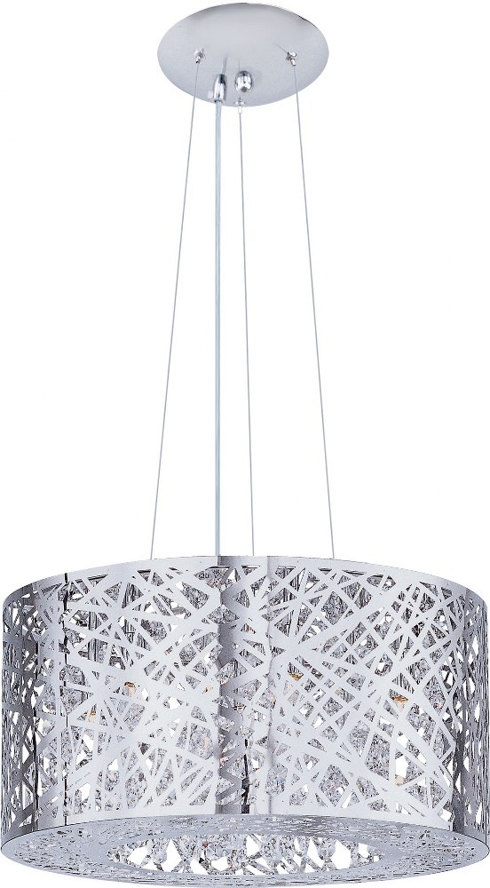 ET2 Lighting-E21309-10PC/BUL-Inca-7 Light Pendant in Contemporary style-15.75 Inches wide by 10 inches high Polished Chrome LED Polished Chrome Finish with Clear/White Glass