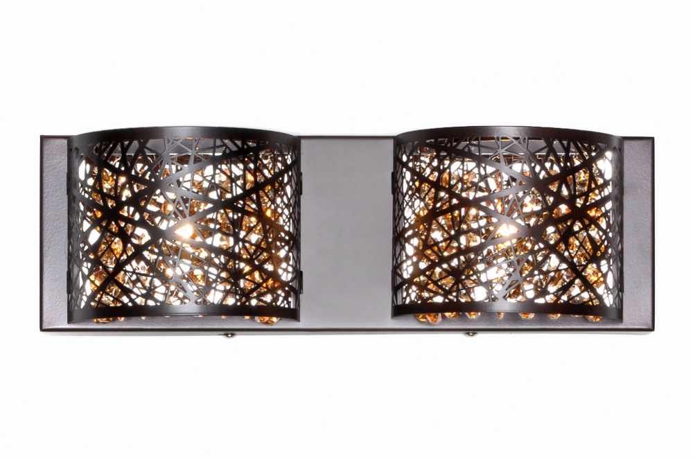 ET2 Lighting-E21315-10BZ/BUL-Inca-2 Light Wall Mount in Contemporary style-4.25 Inches wide by 5 inches high Bronze LED Polished Chrome Finish with Clear/White Glass