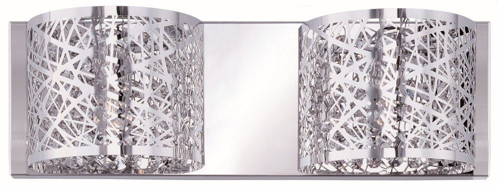 ET2 Lighting-E21315-10PC-Inca-2 Light Wall Mount in Contemporary style-4.25 Inches wide by 5 inches high   Polished Chrome Finish with Clear/White Glass