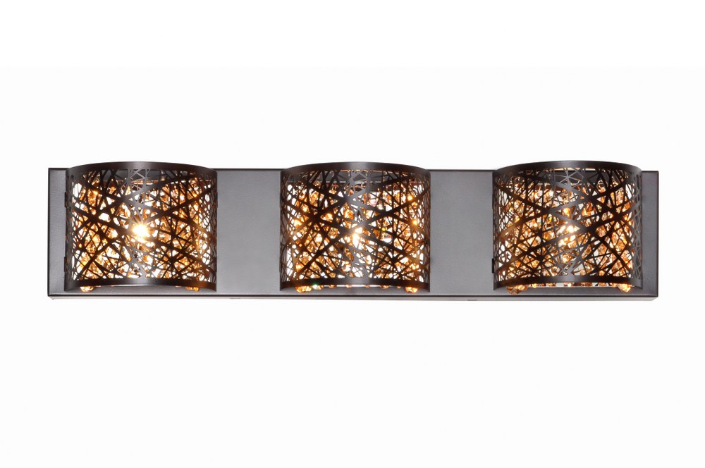 ET2 Lighting-E21316-10BZ-Inca-3 Light Wall Mount in Contemporary style-4.25 Inches wide by 5 inches high   Bronze Finish with Cognac Glass