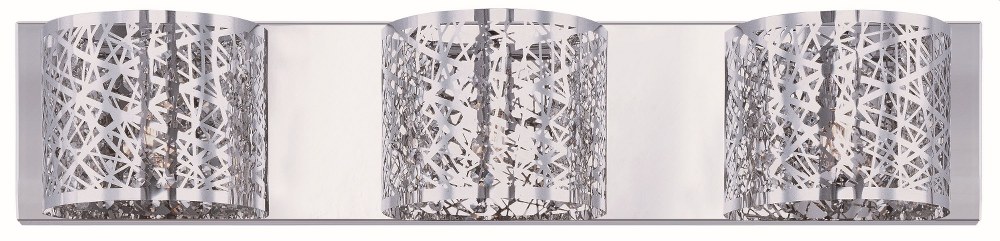 ET2 Lighting-E21316-10PC-Inca-3 Light Wall Mount in Contemporary style-4.25 Inches wide by 5 inches high   Polished Chrome Finish with Clear/White Glass