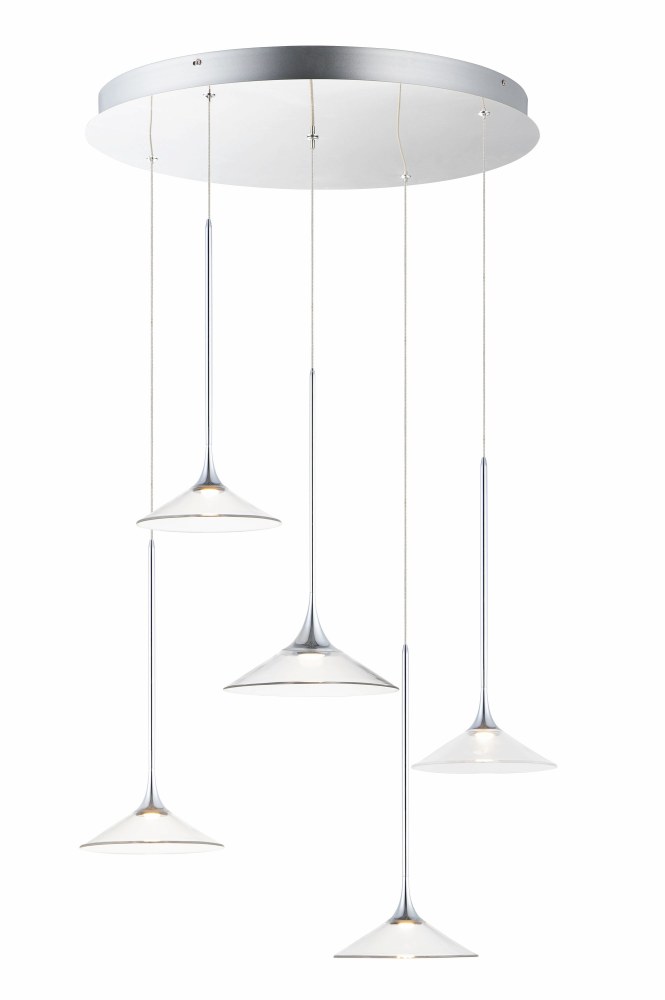 ET2 Lighting-E21536-24PC-Cono-5 LED Pendant-26 Inches wide by 24.75 inches high   Polished Chrome Finish with Clear Glass