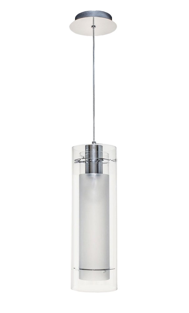 ET2 Lighting-E22000-10-Frost-1 Light Pendant in Modern style-5.5 Inches wide by 15 inches high   Polished Chrome Finish with Clear/White Glass