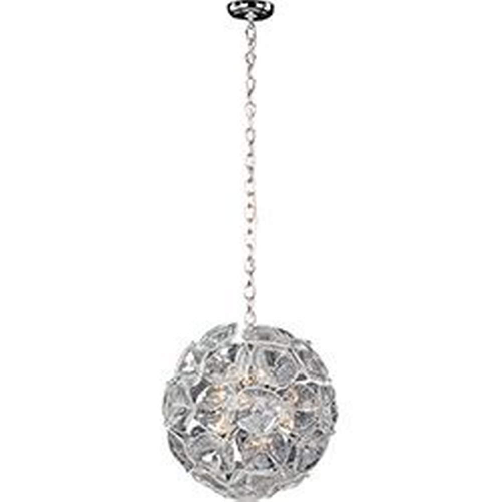 ET2 Lighting-E22093-28-Fiori-12 Light Pendant in Leaf style-20 Inches wide by 20 inches high   Polished Chrome Finish with Murano-style Clear Glass