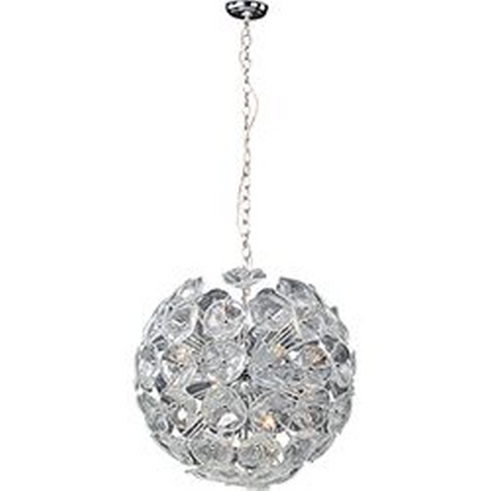 ET2 Lighting-E22094-28-Fiori-20 Light Pendant in Leaf style-22.5 Inches wide by 22.5 inches high   Polished Chrome Finish with Murano-style Clear Glass