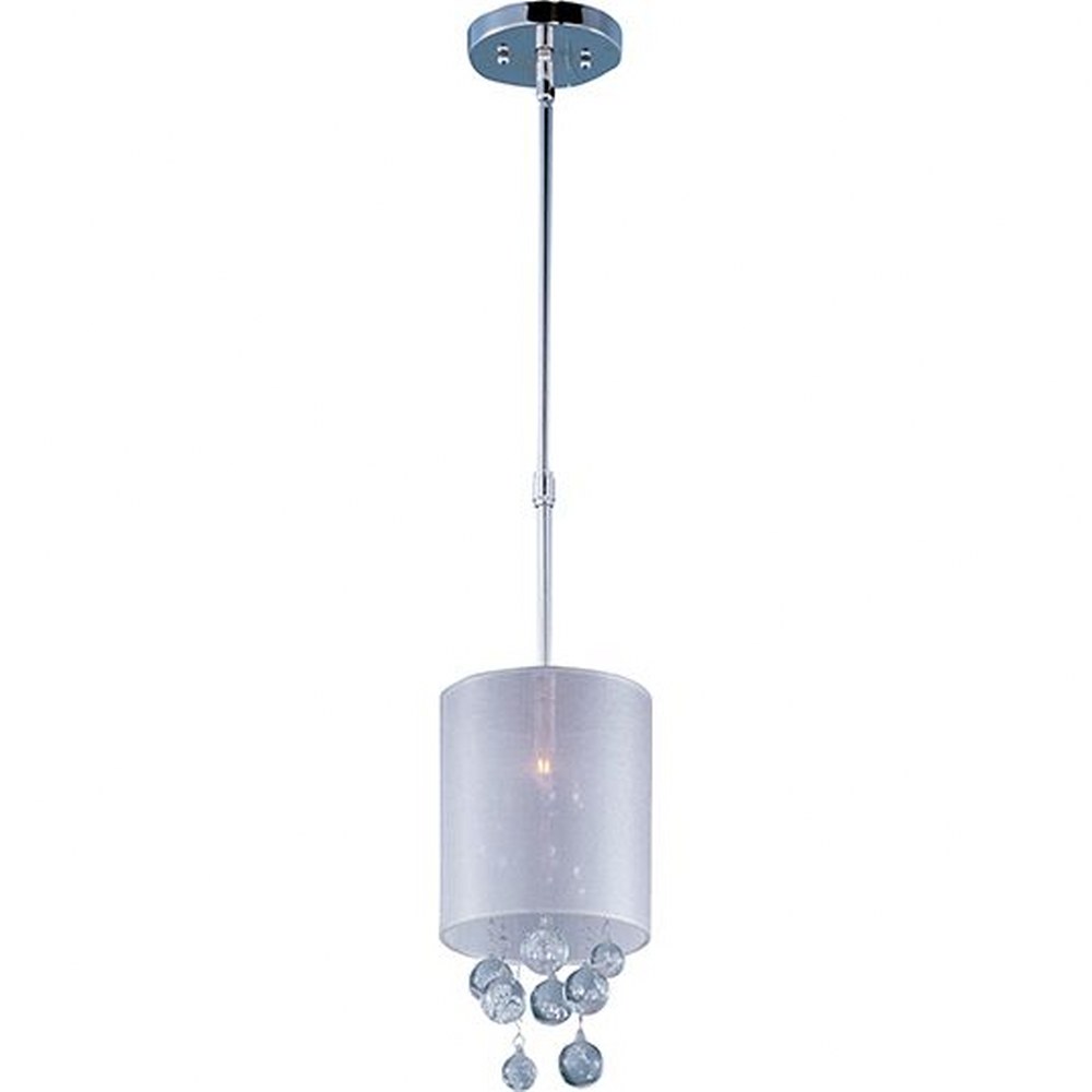 ET2 Lighting-E22382-120PC-Veil - One Light Pendant   Polished Chrome Finish with Beveled Glass with Silver Sheer Shade