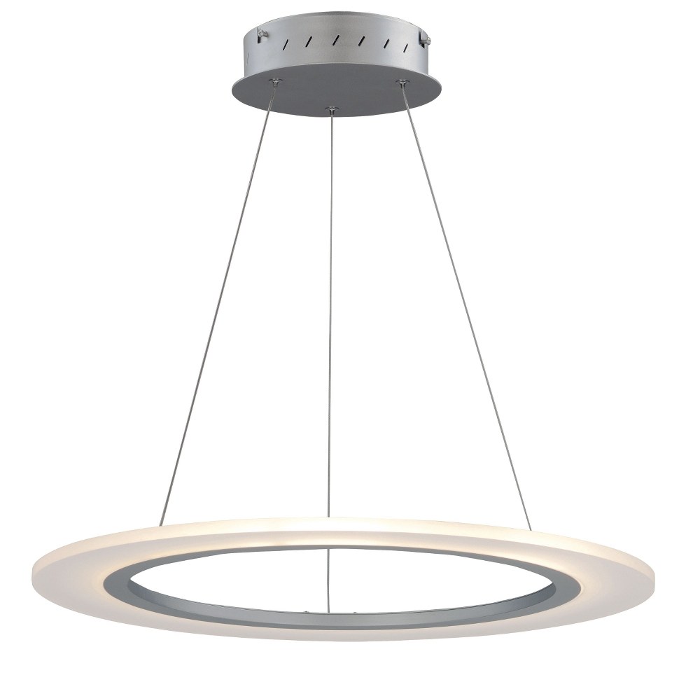 ET2 Lighting-E22653-11MS-Saturn II-24W 1 LED Pendant-23.75 Inches wide by 0.5 inches high   Matte Silver Finish with Frosted Acrylic Glass