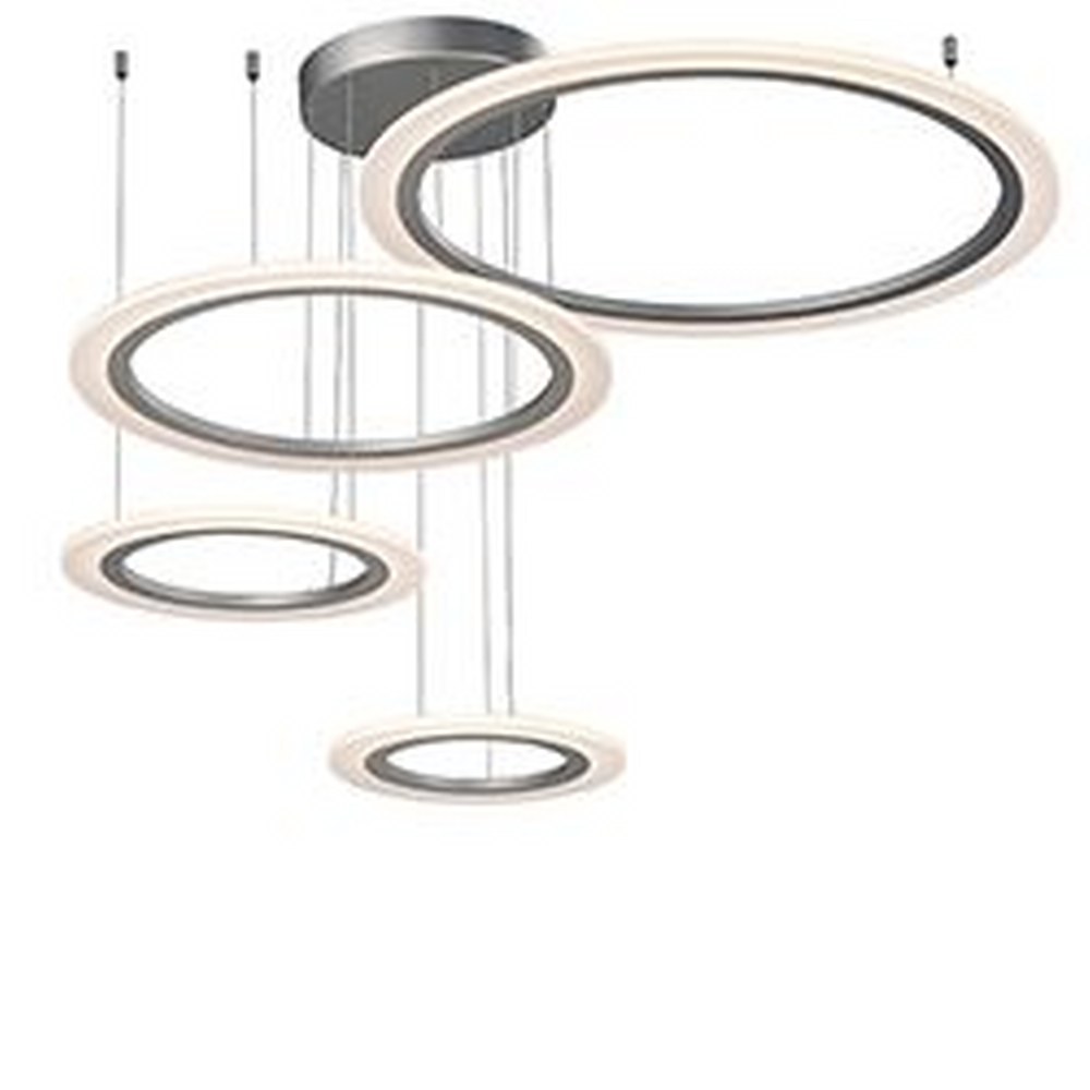 ET2 Lighting-E22662-11MS-Saturn II-332W 4 LED Pendant-35.5 Inches wide by 12.5 inches high   Matte Silver Finish with Frosted Acrylic Glass