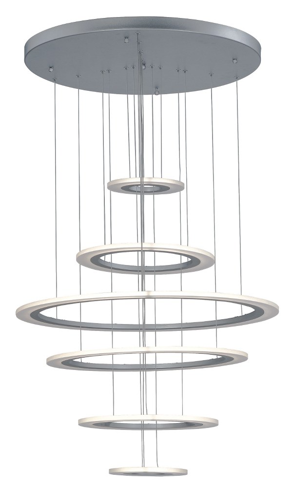 ET2 Lighting-E22664-11MS-Saturn II-630W 6 LED Pendant-30 Inches wide by 0.5 inches high   Matte Silver Finish with Frosted Acrylic Glass