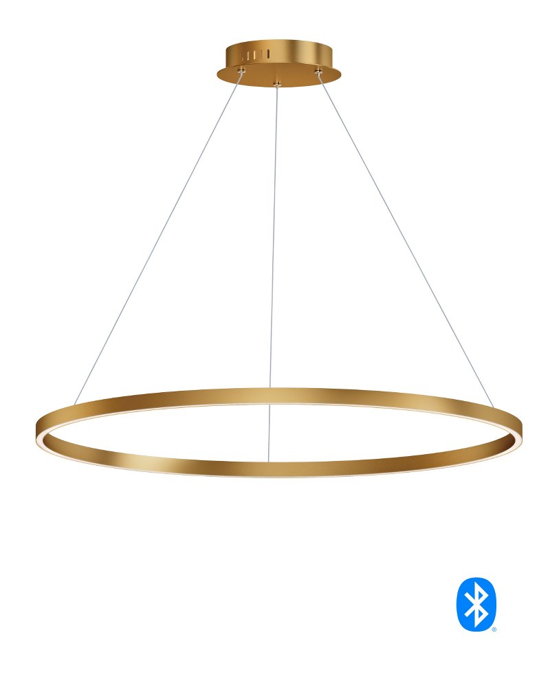 ET2 Lighting-E22728-GLD-Groove-1 LED Pendant-39.5 Inches wide by 1.5 inches high Gold  Black Finish