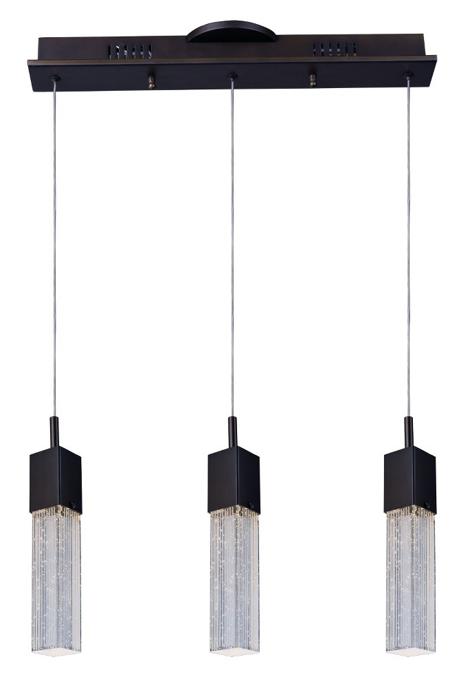 ET2 Lighting-E22763-89BZ-Fizz III-22.5W 3 LED Pendant in Mediterranean style-19.5 Inches wide by 12 inches high   Bronze Finish with Etched Bubble Glass