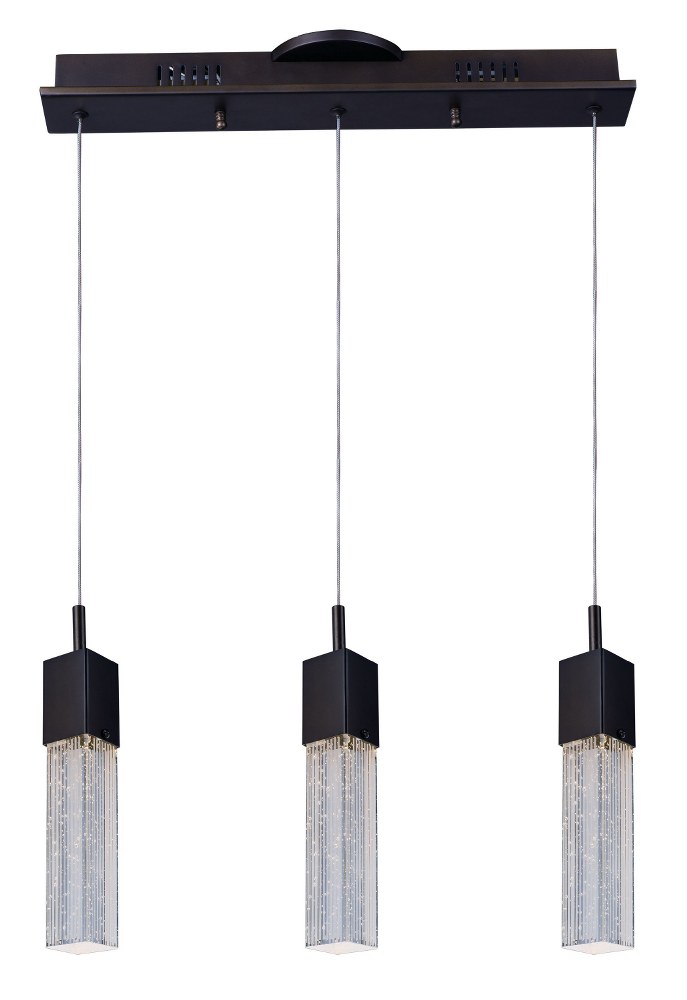 ET2 Lighting-E22763-89BZ-Fizz III-22.5W 3 LED Pendant in Mediterranean style-19.5 Inches wide by 12 inches high Bronze  Polished Chrome Finish with Etched Bubble Glass