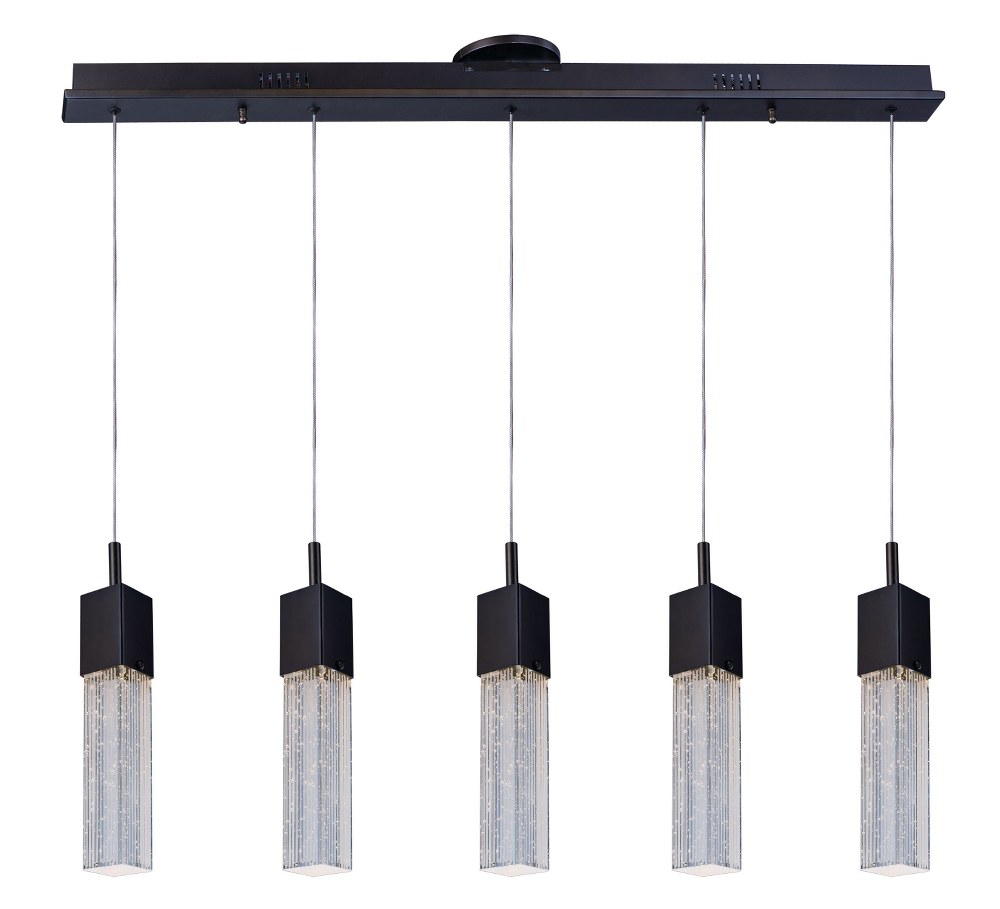 ET2 Lighting-E22764-89BZ-Fizz III-37.5W 5 LED Pendant in Mediterranean style-4.75 Inches wide by 12 inches high   Bronze Finish with Etched Bubble Glass