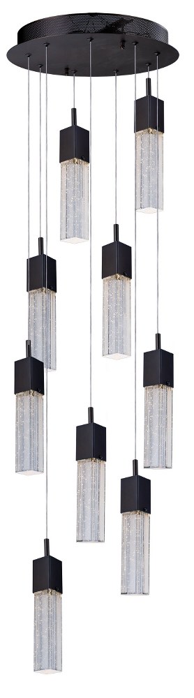 ET2 Lighting-E22769-89BZ-Fizz III-67.5W 9 LED Pendant in Mediterranean style-15.75 Inches wide by 12 inches high Bronze  Polished Chrome Finish with Etched Bubble Glass