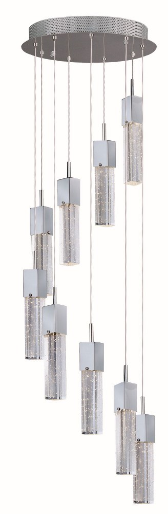 ET2 Lighting-E22769-89PC-Fizz III-67.5W 9 LED Pendant in Mediterranean style-15.75 Inches wide by 12 inches high   Polished Chrome Finish with Etched Bubble Glass