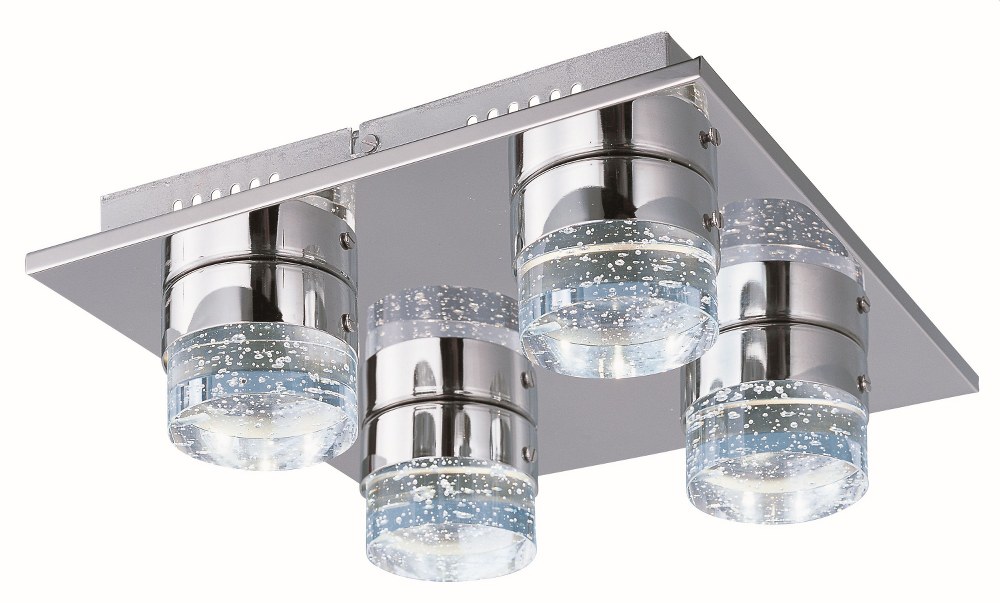 ET2 Lighting-E22772-91PC-Fizz IV-30W 4 LED Flush Mount in Mediterranean style-13 Inches wide by 13 inches high   Polished Chrome Finish with Bubble Glass